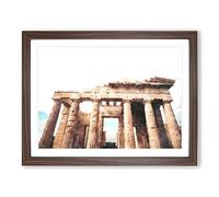Parthenon In Greece Painting Modern Art Framed Print | A2 Walnut Framed Wall Art | Ready to Hang | Modern Historical Picture | Living Room Bedroom Lounge Office