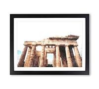 Parthenon In Greece Painting Modern Art Framed Print | A4 Black Framed Wall Art | Ready to Hang | Modern Historical Picture | Living Room Bedroom Lounge Office