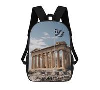 Parthenon Temple Greece Flag Travel Backpack 17 Inch for Men Women