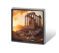 Parthenon Temple on A Sunset Custom Lapel Pins Square Brooch Tie Suit Dress Accessories for Men Women Wedding Birthday