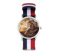 Parthenon Temple on A Sunset Custom Quartz Watches Arabic Numerals Wrist Watch with Adjustable Strap for Men Women