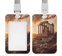 Parthenon Temple on A Sunset Funny ID Badge Holder with Detachable Neck Lanyards Vertical Card for Offices Men Women