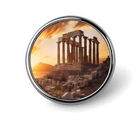 Parthenon Temple on A Sunset Round Brooch Pin Lapel Pins Tie Suit Dress Accessories for Men Women Wedding Birthday