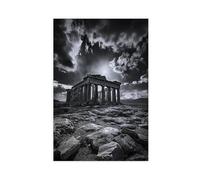 Parthenon Under The Rising Sun, Black And White Athenian Architecture Canvas Poster Bedroom Decor Landscape Office Room Decor Gift 24x36inch(60x90cm)