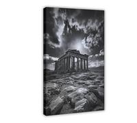 Parthenon Under The Rising Sun, Black And White Athenian Architecture Canvas Poster Wall Art Decor Print Picture Paintings for Living Room Bedroom Decoration 12x18inch(30x45cm)