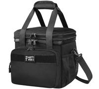 Parti Fish Cool Bag Lunch Bag for Men Women, 10L 15L Adjustable Double Decks Medium 5-Layers Frozen-Hot-Keeping Soft Cooler Box Bag Water-Leak-Proof Anti-Slip-Fall Travel Golf Work, Classic, Black