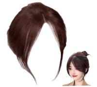 Partial Bangs Hair Piece, 9.8 inch Natural Clip Bangs, Breathable Human Hair Toppers for Women Realistic Lightweight Human Topper Dark Brown..