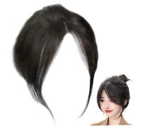 Partial Bangs Hair Piece, 9.8 inch Natural Clip Bangs, Breathable Human Hair Toppers for Women Realistic Lightweight Human Topper Brown Black..