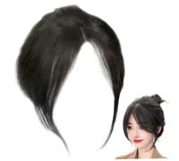 Partial Bangs Hair Piece, 9.8 inch Natural Clip Bangs, Breathable Human Hair Toppers for Women Realistic Lightweight Human Topper Brown Black