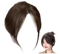 Partial Bangs Hair Piece 9.8 inch Natural Clip Bangs Breathable Human Hair Toppers for Women Realistic Lightweight Human Topper Light Brown