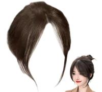 Partial Bangs Hair Piece, 9.8 inch Natural Clip Bangs, Breathable Human Hair Toppers for Women Realistic Hair Bangs Lightweight Human Hair Topper Light Brown