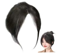 Partial Bangs Hair Piece, 9.8 inch Natural Clip Bangs, Breathable Human Hair Toppers, Realistic Lightweight Hair Topper for Women Men (Brown Black)