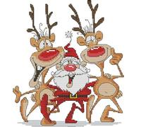 Partial Cross Stitch 14CT Santa Reindeer Counted DIY Embroidery Cotton Thread