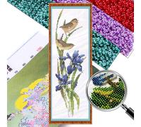 Partial Embroidery Bead 16x53cm Bird Flower 9CT DIY Cross Stitch Kit for Bedroom,Printed Patterns Dimensions Needlepoint Art Crafts for Home Wall Decor