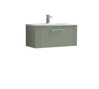 1 Drawer Wall Hung Vanity Unit Curved Basin Green 800mm Balterley Green One Size