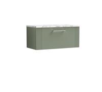 1 Drawer Wall Hung Vanity Marble Laminate Worktop Green 800mm Balterley Green One Size