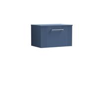 Partial Fluted 1 Drawer Wall Hung Vanity Unit with Colour Coordinating Laminate Worktop - 600mm - Satin Blue