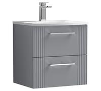 2 Drawer Wall Hung Vanity Unit Curved Basin Grey 500mm Balterley Grey One Size