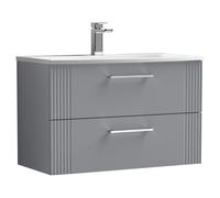 2 Drawer Wall Hung Vanity Unit Curved Basin Grey 800mm Balterley Grey One Size
