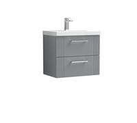 Balterley Wall Hung 2 Drawers Vanity Unit - Thin-Edge Basin 600mm, Satin Grey Balterley Grey