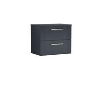 Partial Fluted 2 Drawer Wall Hung Vanity Unit with Colour Coordinating Worktop - 600mm - Dark Grey