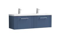 2 Drawer Wall Hung Vanity Unit with Double Ceramic Basin Blue 1200mm Balterley Blue One Size