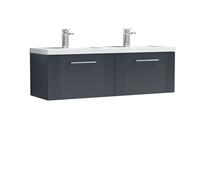 Balterley Wall Hung 2 Drawers Vanity Unit - Double Basin 1200mm, Satin Dark Grey Balterley Grey