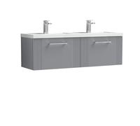 Balterley Wall Hung 2 Drawers Vanity Unit - 2 Polymarble Basin 1200mm, Satin Grey Balterley Grey