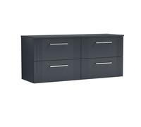Balterley 4 Drawer Wall Hung Vanity Unit Colour Match Worktop, 1200mm in Grey Balterley Grey