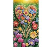 Partial Shaped 5D Diamonds Painting Heart/Flower 40x70cm | Partial shaped diamonds kit; 40x70cm canvas; DIY home decor; includes tools and bags; resin diamonds for sparkle