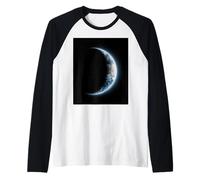 Partially Lit Earth Sphere Minimal Dark Scene with Clouds Raglan Baseball Tee