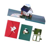 Participatory Stereoscopic Burst Up Greeting Card with Brightened Flower House Artisanal Papercraft for Celebratory Incidents Gifting Artisanal Calm Burst Up Card