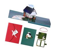 Participatory Stereoscopic Burst Up Greeting Card with Brightened Flower House Artisanal Papercraft for Celebratory Incidents Gifting Artisanal Calm Burst Up Card