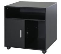 Homcom Multi-Storage Printer Unit Office Organisation W/ 5 Compartments Wheels In Black Black One Size