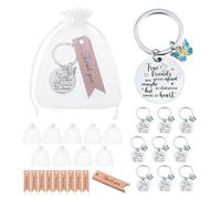 Partideal 10 Sets Friend Keychain Gifts Friendship Keyring Best Friend Keychain for Women Best Friend Birthday Gifts with 10 Pcs White Organza Bags and Thank You Cards True Friend Gifts