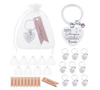 Partideal 10 Sets Leaving Gifts for Colleagues Appreciation Gifts Chance Made Us Colleagues Keychain with 10 Pcs White Organza Bags and Thank You Cards Coworker Going Away Goodbye Thank You Keychain