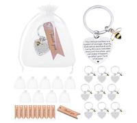 Partideal 10 Sets Thank You Keychain Gifts Inspirational Keyring Bee Keyring Gifts with 10 Pcs White Organza Bags & Thank You Cards Appreciation Gifts for Teacher Colleague Nurse Doctor