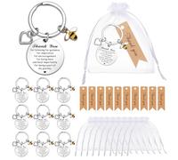 Partideal 10 Sets Thank You Keychains with 10 Pcs Organza Bags and Thank You Cards Appreciation Gifts for Teacher Friend Doctor
