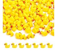Partideal 100pcs Mini Resin Ducks, Vivid Shape Tiny Ducks, Cute Baby Bath Toys, Miniature Ducks Toys Figures for Crafts Home Prank Game Aquarium Garden Landscape Dollhouse, Yellow