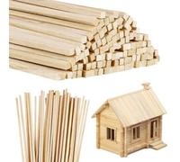 Partideal 120 Pcs Balsa Wood Sticks,3 x 3 x 300 mm Natural Wooden Dowels,Unfinished Square Wood Strips,Long Lollipop Sticks for DIY Crafts Model Making Woodcraft Decoration