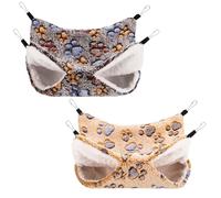 Partideal 2 Pack Double-Layer Pet Cage Hammock, Hanging Bed Cage for Small Animals, Soft Velvet Pet Hammock for Guinea Pig Parrot ferret Squirrel Hamster Rat Toys Playing Sleeping Beds(Black, Coffee)