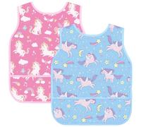 Partideal 2 Pcs Art Smocks for Kids Waterproof Artist Painting Aprons Toddler Sleeveless Children Painting Smock Kids Apron with 3 Pockets for Age 3-8 Years,Unicorn