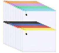 Partideal 24 Pcs A4 Plastic Zip Wallets