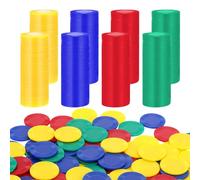 Partideal 400 Pcs Poker Chips,4 Colors Plastic Tokens,Counting Chips for Children,Blank Chips Card for Kids Reward,Stackable Game Chips for Bingo Games Learning Mathematical Calculations