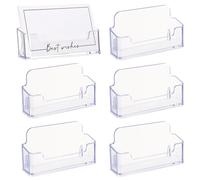 Partideal 6 Pcs Business Card Holders,Office Clear Business Card Stand,Desktop Front Desk Display for Women and Man,Personalised Acrylic Card Holders Fits for Placing 40 Business Cards