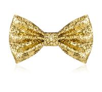 Partideal Glitter Bow Tie Sparkling Sequin Bowtie,Adjustable Strap Buckle Shiny Glittering Pre-tied Bow tie for Men Bachelor Dance Hen Night Party Carnival Christmas Fancy Dress Stage Show (Gold)