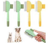 Partideal Pack of 4 Fur Flash Brush, Self-Cleaning Flea Comb for Long and Short Hair Care, Self-Cleaning Pet Brush, Cleaning Massages, Tool Accessories for Dogs and Cats