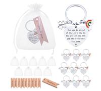 Partideal Thank You Keychain Gifts - Leaving & Appreciation Gifts with 10 Pcs Organza Bags & Cards for Colleagues, Teachers, Nurses & Doctors