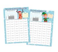 PartiKraft - 4 x A4 Christmas Fundraising Games - Mixed Designs - Guess The Reindeer's and Elf's Name - Scratch To Reveal Game Cards - 50 Boxes