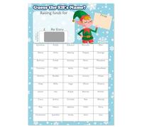 PartiKraft (Pack of 2) A4 Christmas Fundraising - Guess The Elf's Name - Scratch To Reveal Game Card - 50 Boxes